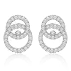 Brass 18K Rose Gold Inter Linking Crystal Studs Earring Pair Bulk