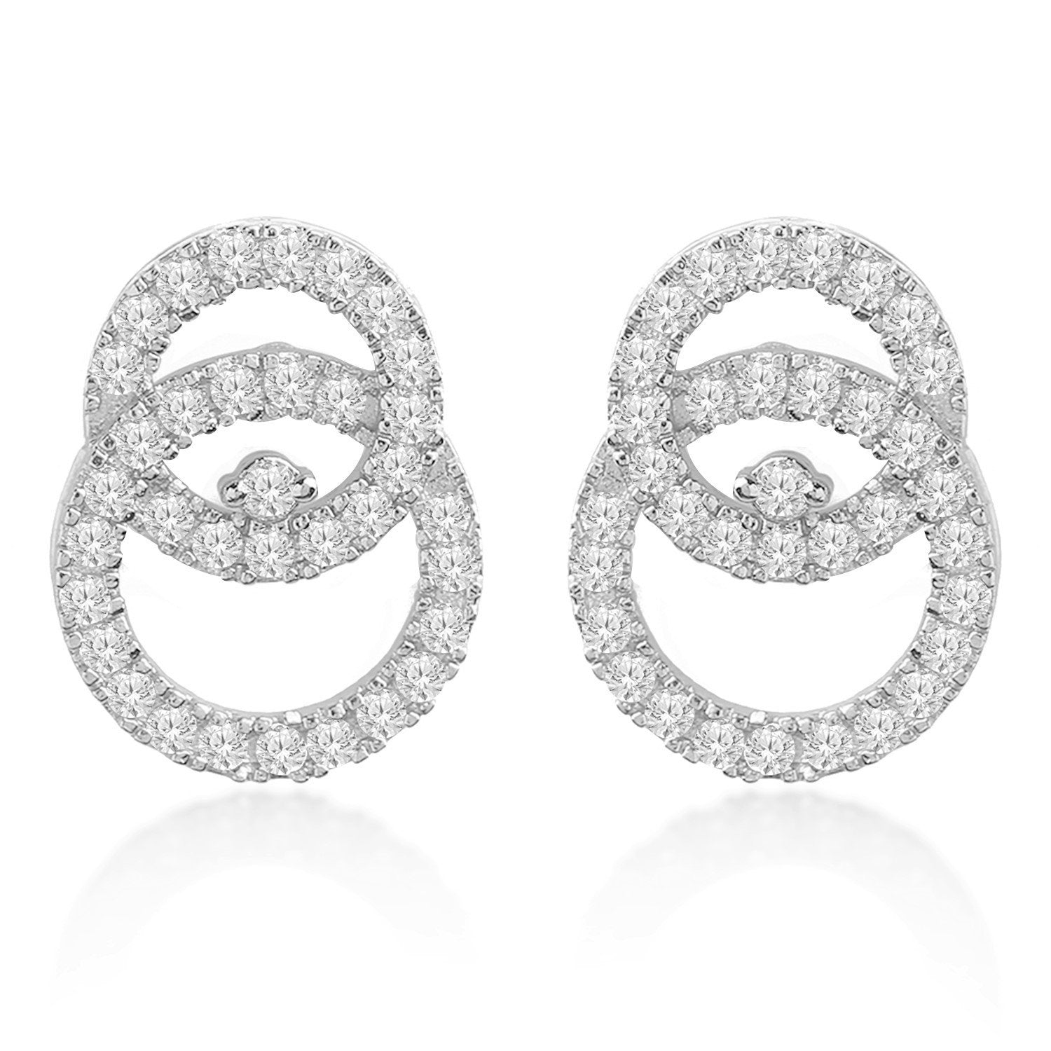 Brass 18K Rose Gold Inter Linking Crystal Studs Earring Pair Bulk