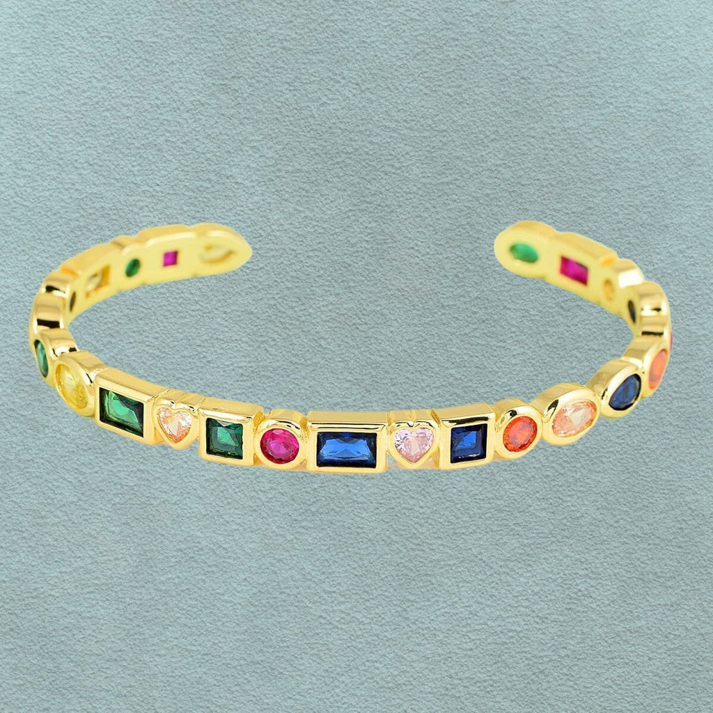 Copper Rainbow Gold Multicolor Stone Cuff Bangle Women Bulk