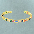 Copper Rainbow Gold Multicolor Stone Cuff Bangle Women Bulk