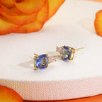 Brass 18K Gold Titanic Blue Crystal Studs Earring Pair For Women Bulk