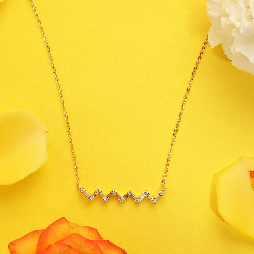 Brass 18K Rose Gold Zigzag Chain Necklace For Women Bulk