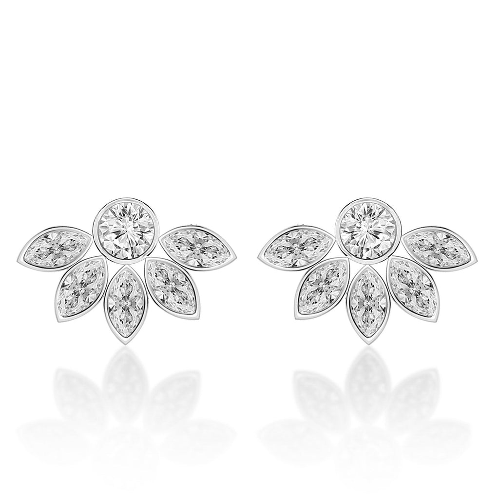 Brass 18K Rose Gold Floral Marquise Studs Earring Pair For Women Bulk