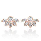 Brass 18K Rose Gold Floral Marquise Studs Earring Pair For Women Bulk