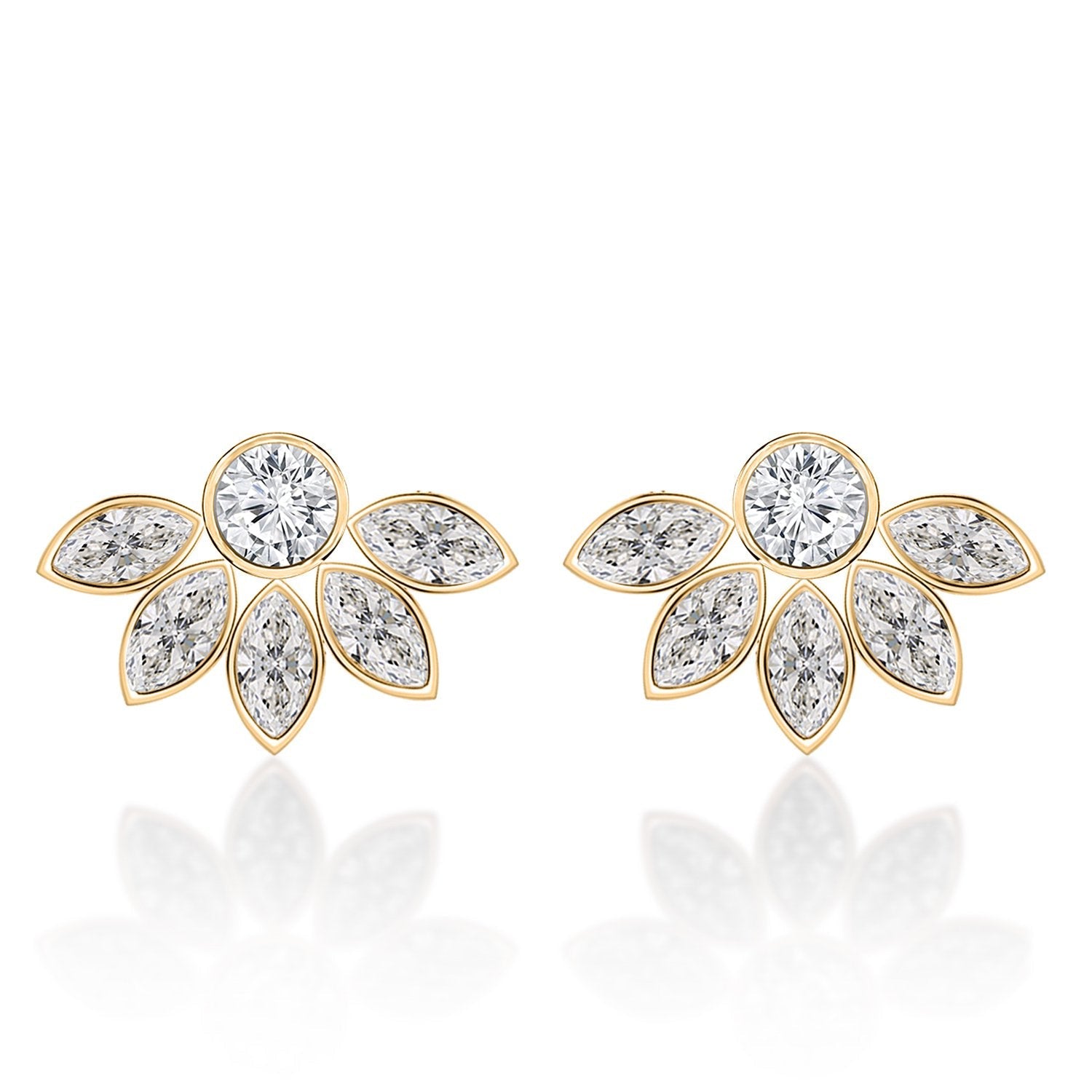 Brass 18K Rose Gold Floral Marquise Studs Earring Pair For Women Bulk Main image