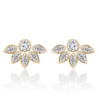 Brass 18K Rose Gold Floral Marquise Studs Earring Pair For Women Bulk
