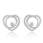 Brass 18K Rose Gold Heart Twirl Crystal Stud Earring Pair Women Bulk