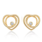 Brass 18K Rose Gold Heart Twirl Crystal Stud Earring Pair Women Bulk
