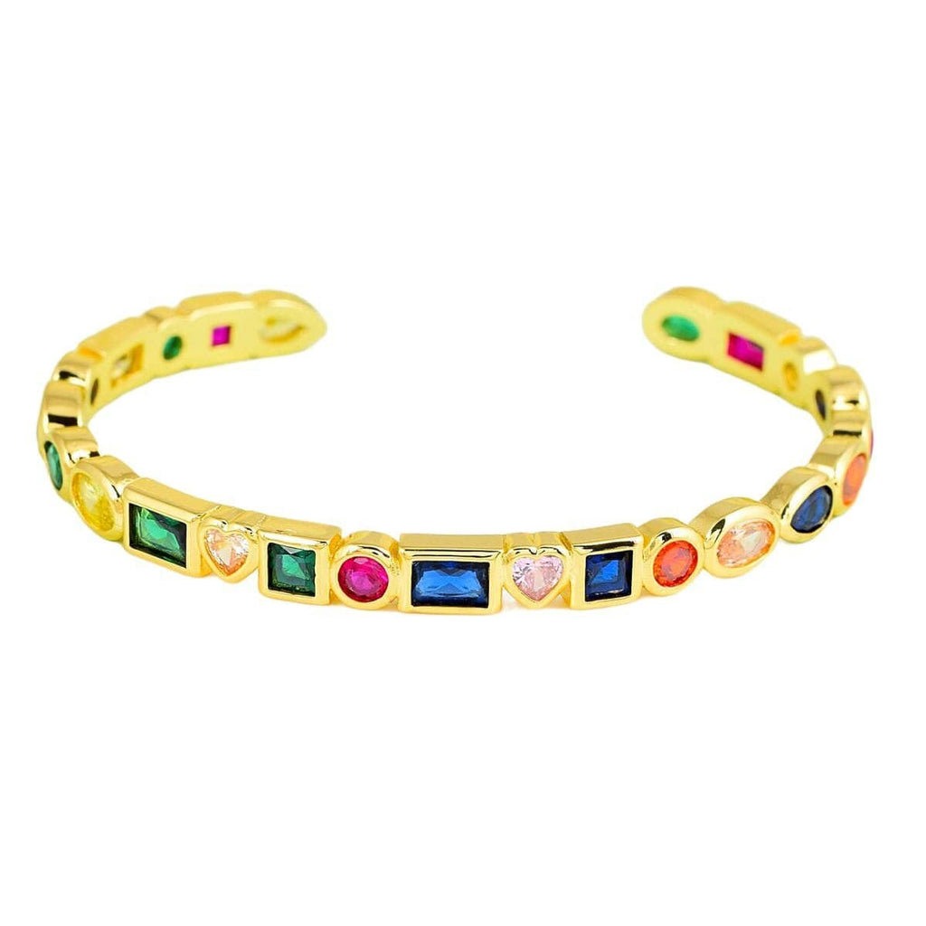 Copper Rainbow Gold Multicolor Stone Cuff Bangle Women Bulk