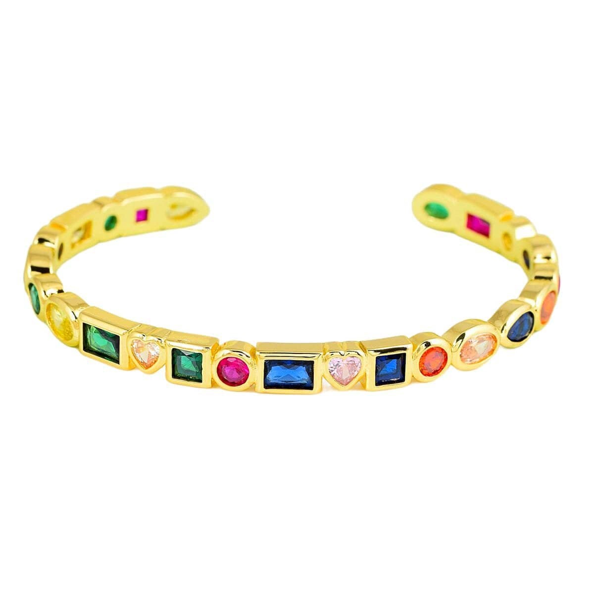 Copper Rainbow Gold Multicolor Stone Cuff Bangle Women Bulk