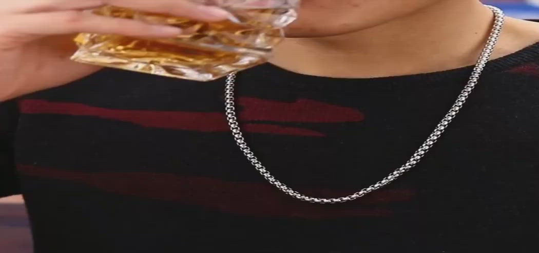 Popcorn Box Link 316L Stainless Steel Silver Necklace Chain Men Bulk