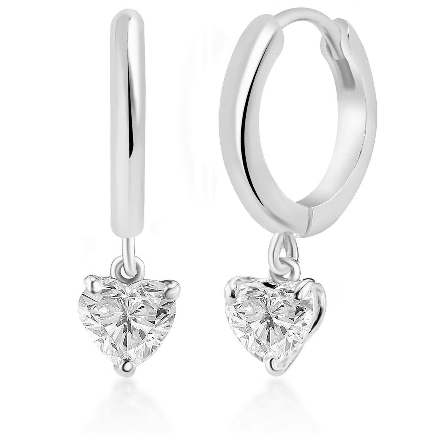 Brass 18K Rose Gold Heart Shape Crystal Clip On Earring Pair Bulk