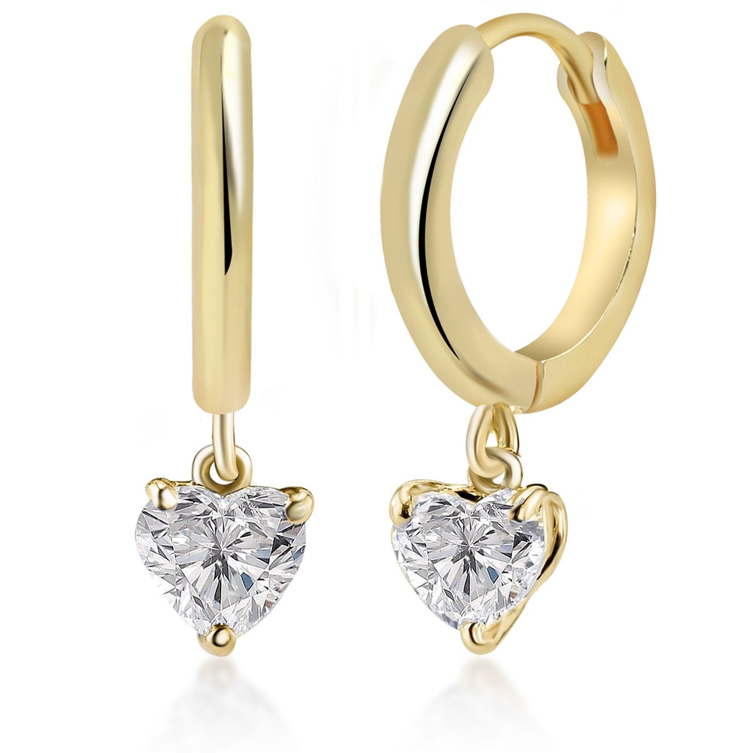 Brass 18K Rose Gold Heart Shape Crystal Clip On Earring Pair Bulk Main image