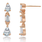 Brass 18K Rose Gold Fluid Crystal Earring Pair For Women Bulk
