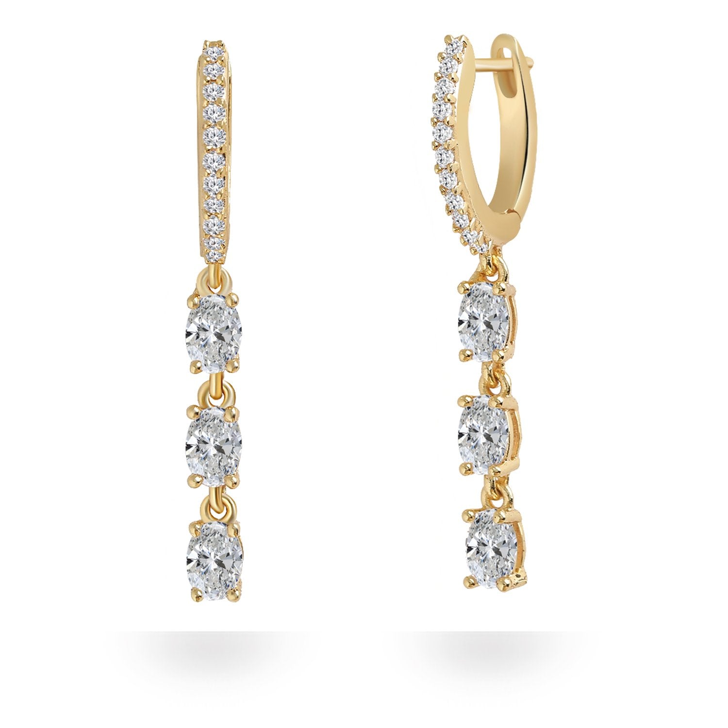 Brass 18K Rose Gold Oval Crystal Dangler Earring Pair For Women Bulk Main image