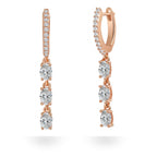 Brass 18K Rose Gold Oval Crystal Dangler Earring Pair For Women Bulk