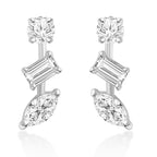 Brass 18K Rose Gold Mixed Shape Crystal Studs Earring Pair Women Bulk