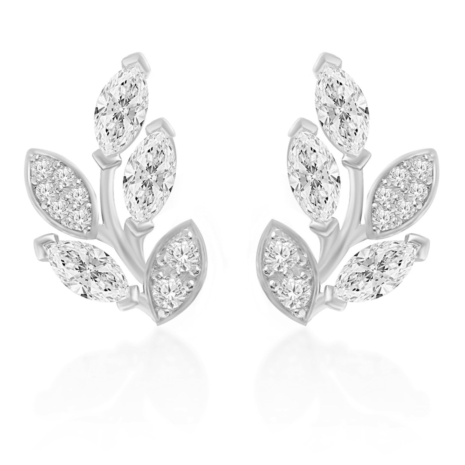 Brass 18k Rose Gold Marquise Vine Earrings Earring Pair For Women