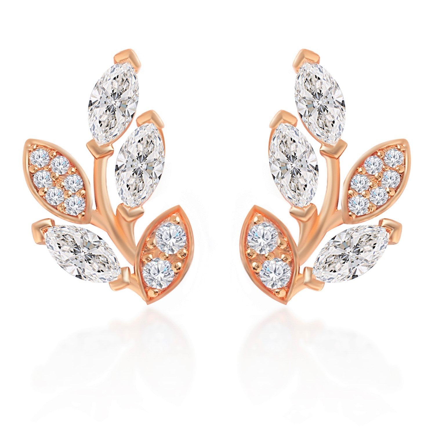 Brass 18k Rose Gold Marquise Vine Earrings Earring Pair For Women Main image