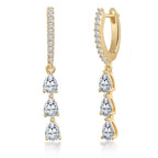 Brass 18K Rose Gold Pear Crystal Dangler Earring Pair For Women Bulk