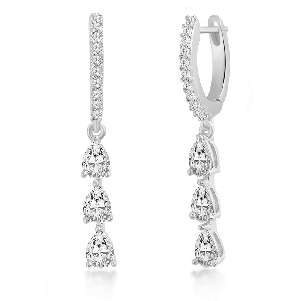 Brass 18K Rose Gold Pear Crystal Dangler Earring Pair For Women Bulk