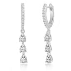 Brass 18K Rose Gold Pear Crystal Dangler Earring Pair For Women Bulk