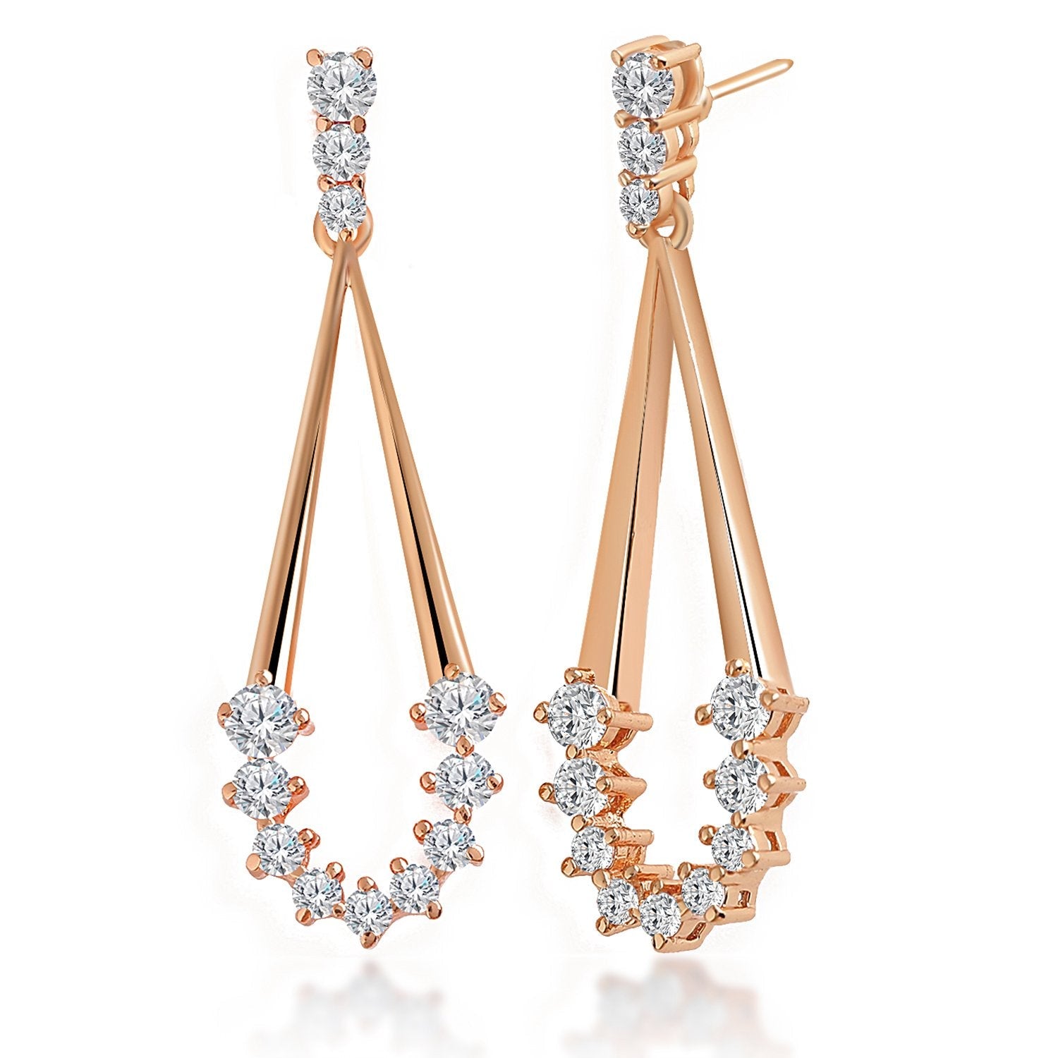 Brass 18K Rose Gold Drop Shape Dangle Earring Pair For Women Bulk