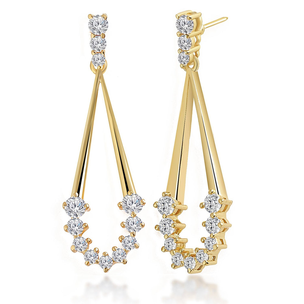 Brass 18K Rose Gold Drop Shape Dangle Earring Pair For Women Bulk