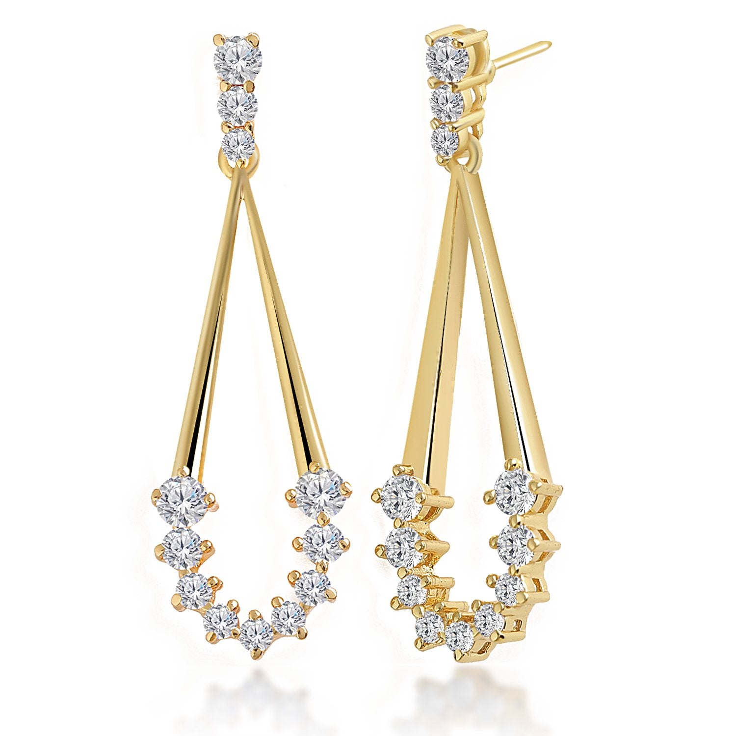 Brass 18K Rose Gold Drop Shape Dangle Earring Pair For Women Bulk