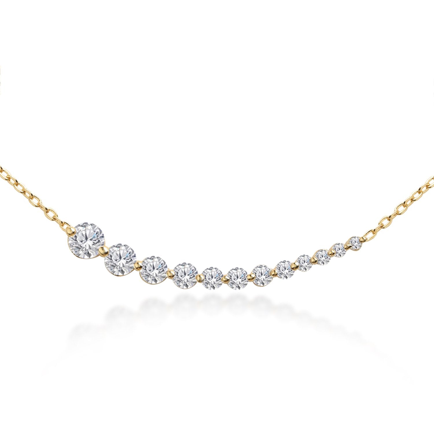 Brass 18K Rose Gold Graduating Crystal Necklace For Women Bulk Main image