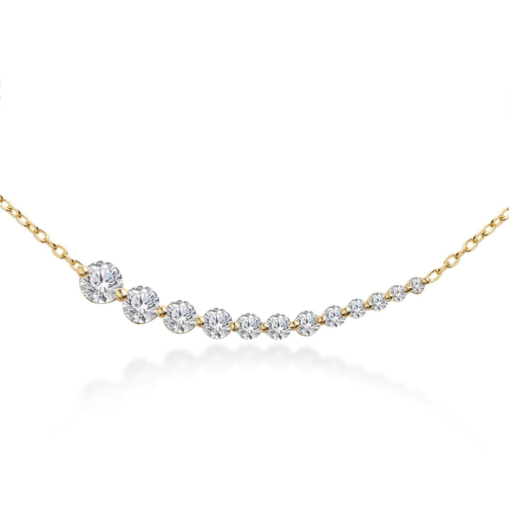 Brass 18K Rose Gold Graduating Crystal Necklace For Women Bulk