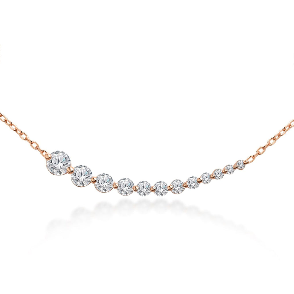 Brass 18K Rose Gold Graduating Crystal Necklace For Women Bulk