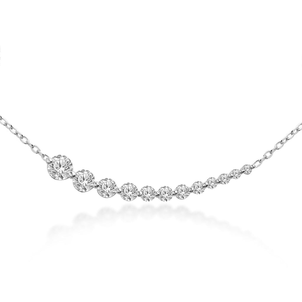Brass 18K Rose Gold Graduating Crystal Necklace For Women Bulk