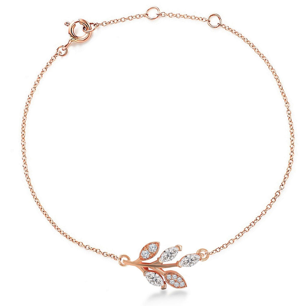 Brass 18K Rose Gold Marquise Vine Bracelet For Women Bulk
