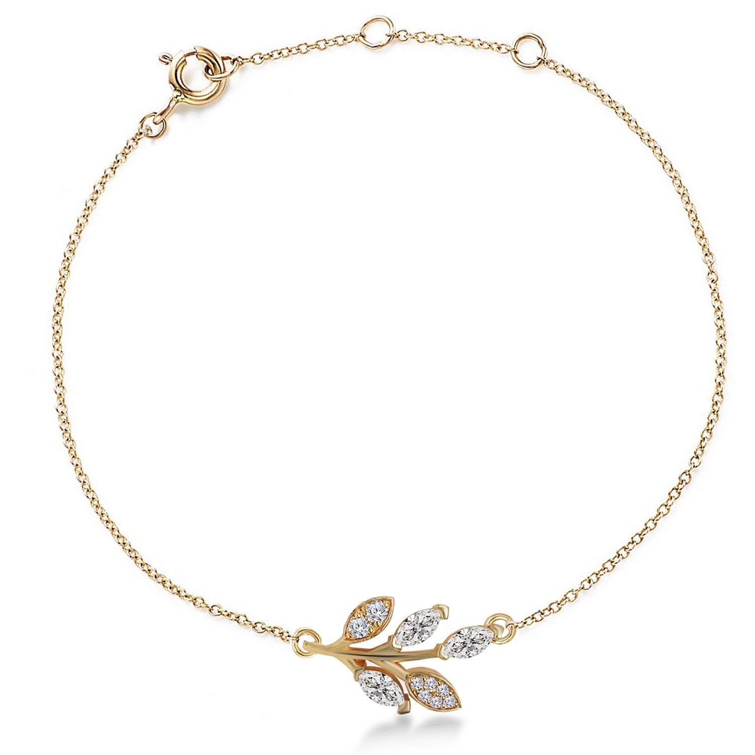 Brass 18K Rose Gold Marquise Vine Bracelet For Women Bulk
