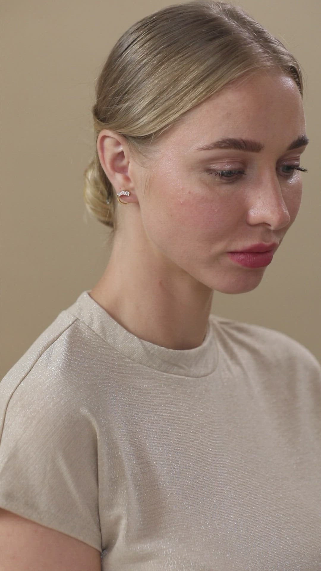 Brass 18K Rose Gold Front To Back Graduating Stud Earring Pair Bulk