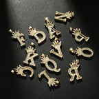 Crown Alphabet Letter A Gold CZ Copper Pendant Charm Bulk