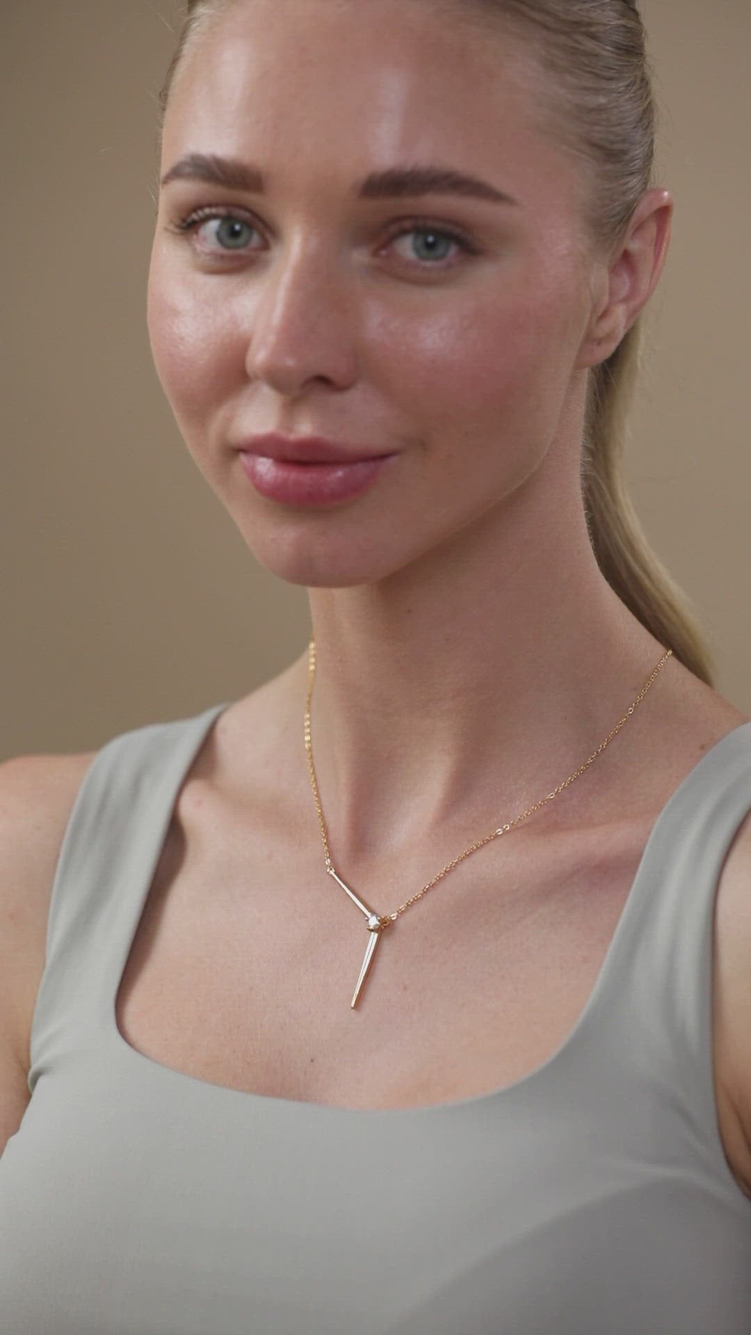 Brass 18K Rose Gold Minimalist Y Necklace For Women Bulk