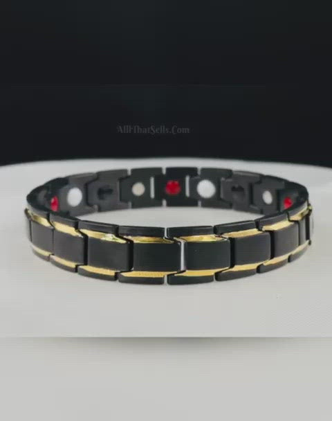 Titanium Black Gold Magnet Health Care Therapy Bio Energy Bracelet