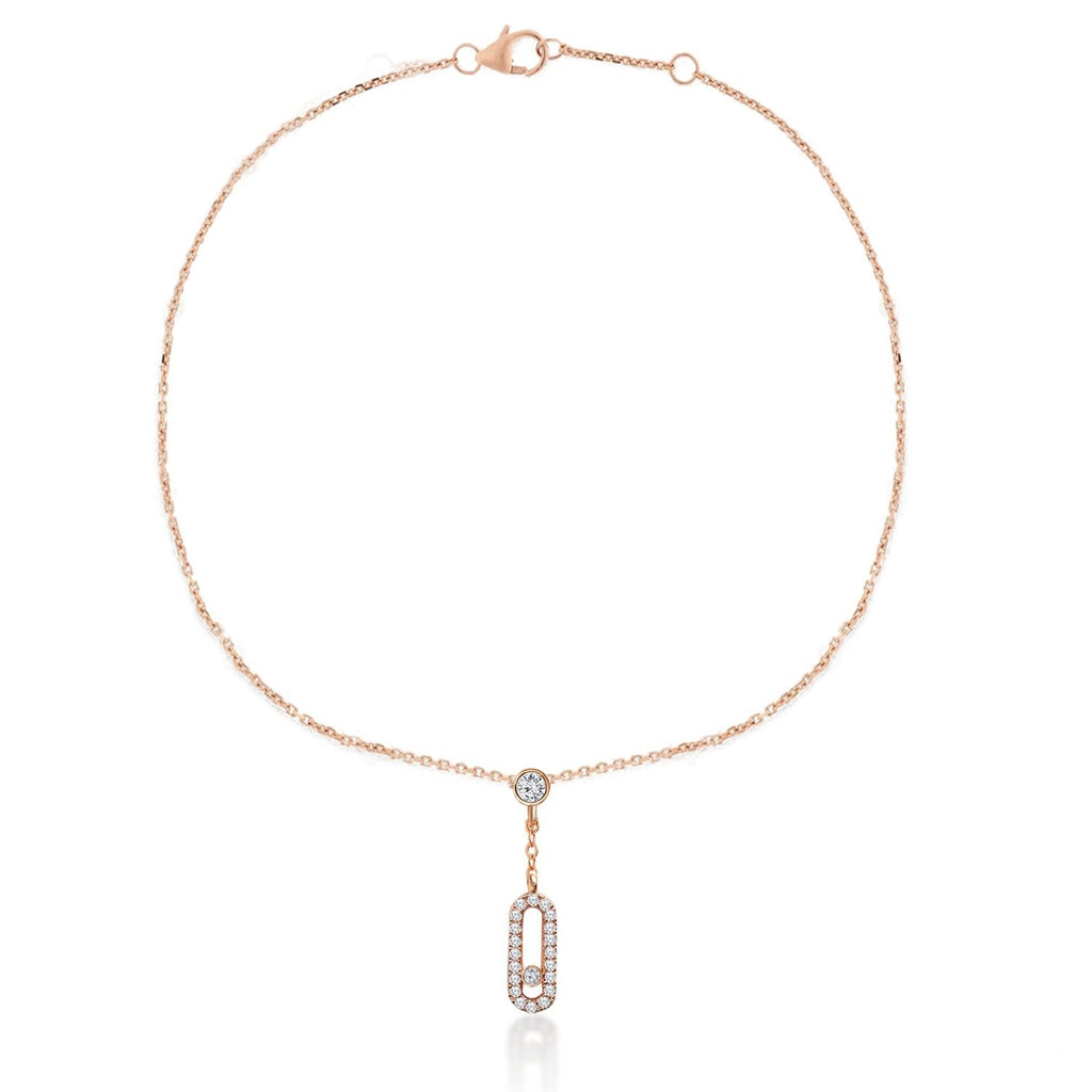 Brass 18K Rose Gold Crystal Studded Motif Chain Anklet For Women Bulk