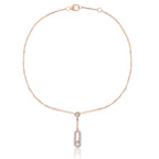 Brass 18K Rose Gold Crystal Studded Motif Chain Anklet For Women Bulk