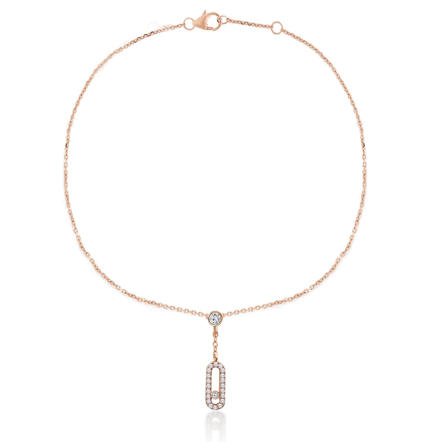 Brass 18K Rose Gold Crystal Studded Motif Chain Anklet For Women Bulk