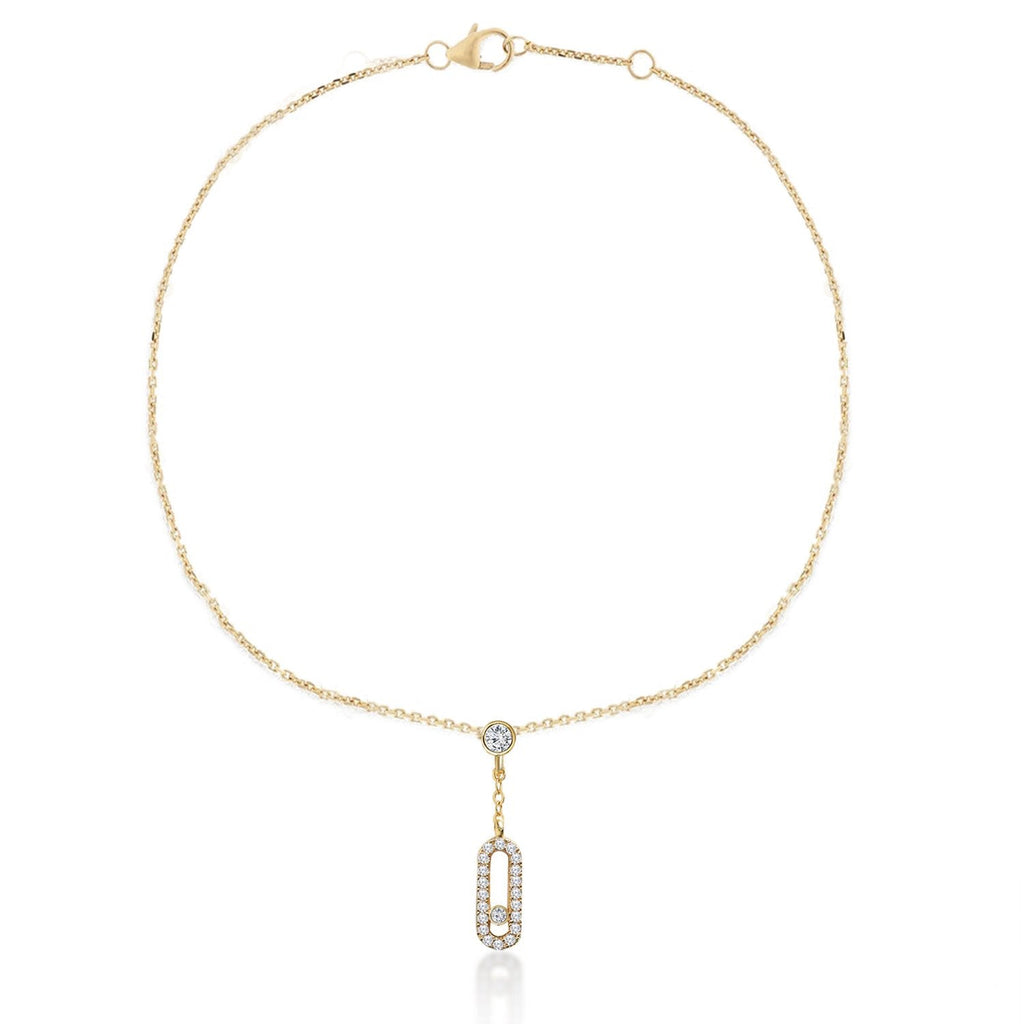 Brass 18K Rose Gold Crystal Studded Motif Chain Anklet For Women Bulk