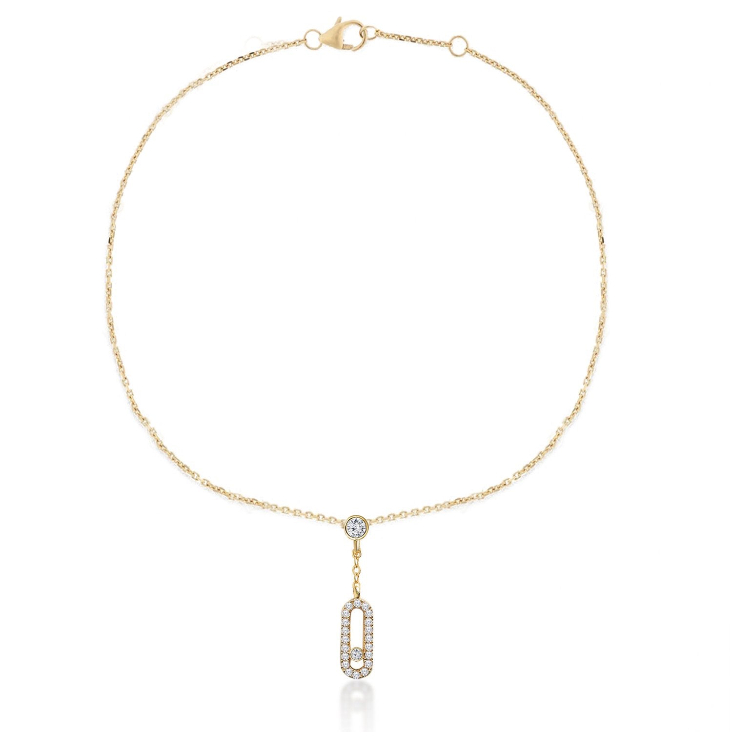Brass 18K Rose Gold Crystal Studded Motif Chain Anklet For Women Bulk
