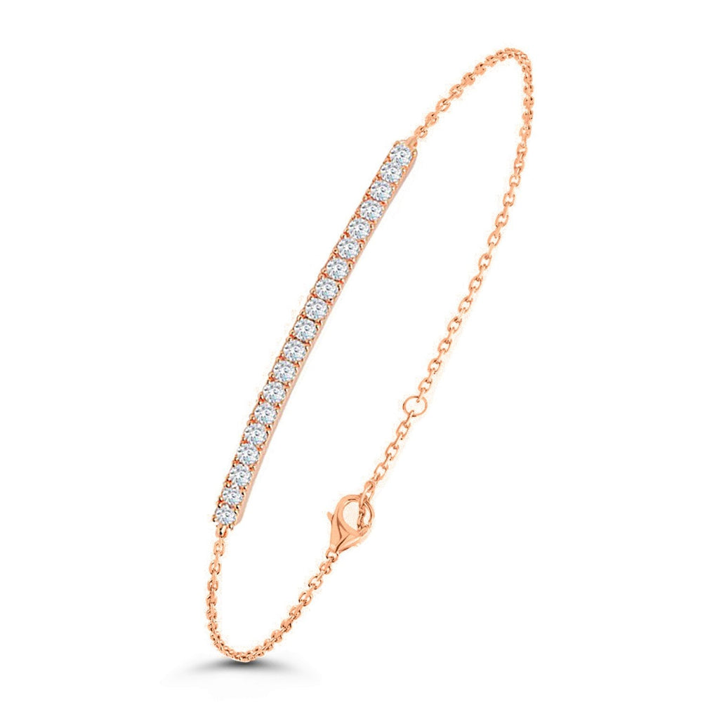 Brass 18K Rose Gold Crystals Bar Bracelet For Women Bulk