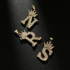 Crown Alphabet Letter A Gold CZ Copper Pendant Charm Bulk