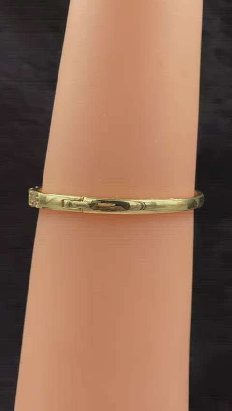 Copper Gold Baguette Cubic Zirconia Crystal Bangle Cuff Kada Bulk