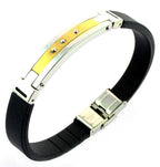 316L Stainless Steel Gold Rubber Silicone Wrist Band Bracelet Men Bulk