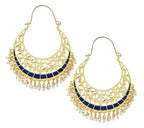 Filigree Chaand Bali Antique Gold Blue Meena Hoop Earring Women Bulk