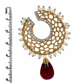 Filigree Chaand Gold Plated Garnet Maroon Drop Earring For Women Bulk